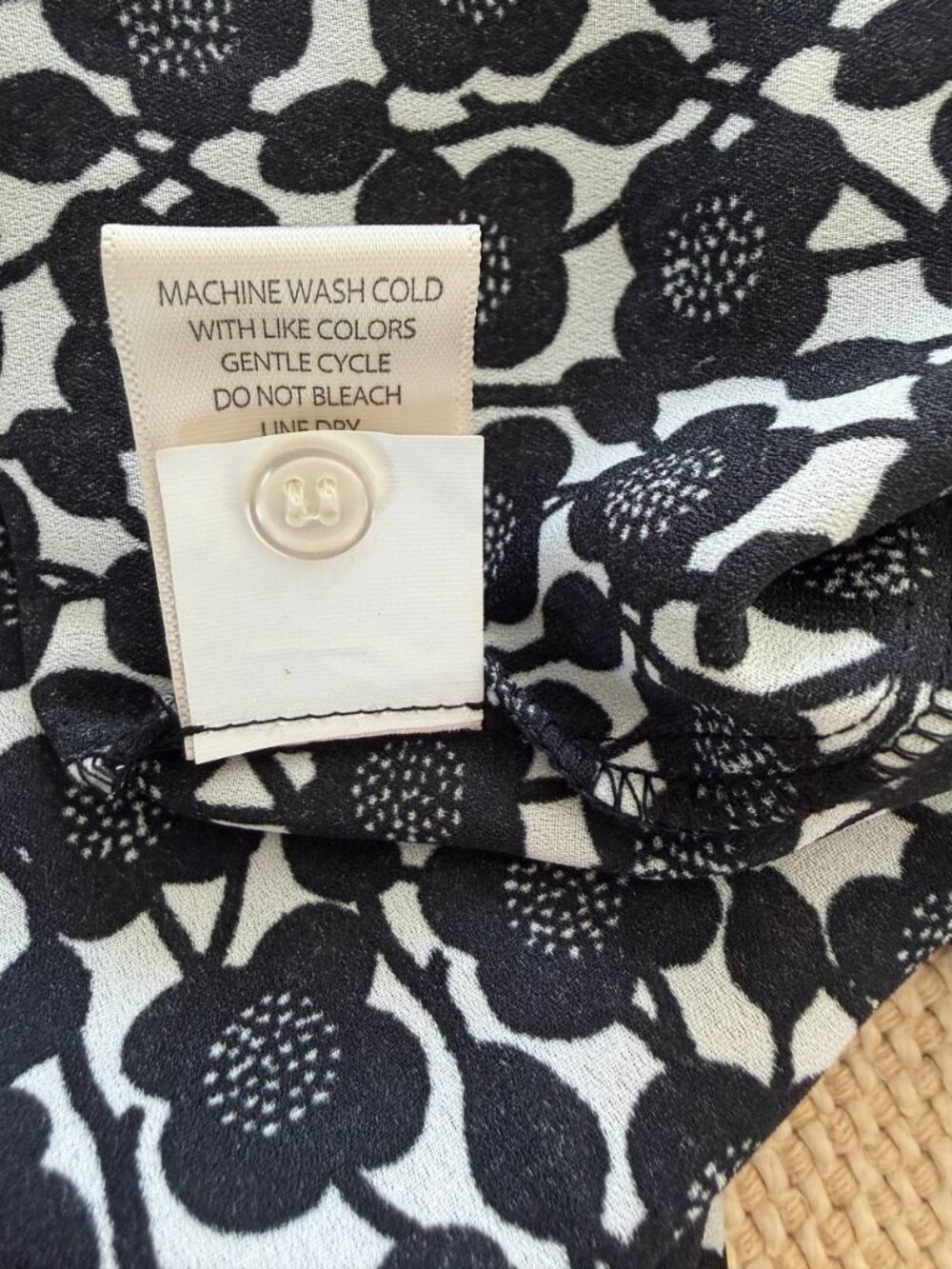 Max Studio London XS Black White Floral Midi Shirt Dress Button Front Belted - Picture 9 of 9